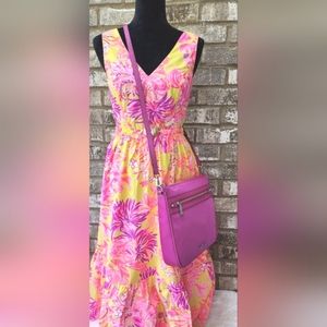 Lilly Pulitzer Bri Floral Print Pink & Yellow Cotton Sundress NWT!